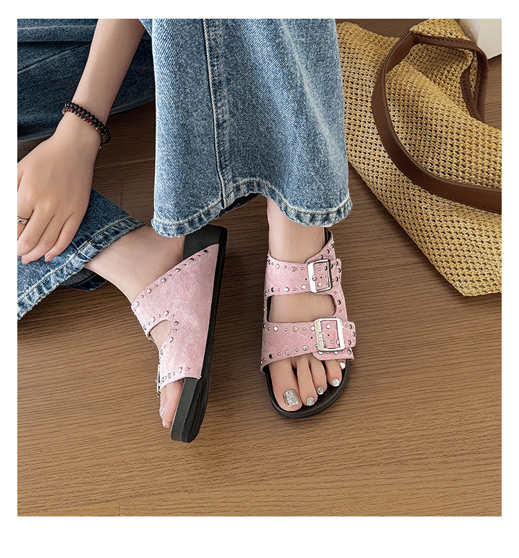 Karin Luna In Stock Spot Goods Casual Thick-Soled Belt Buckle Slippers