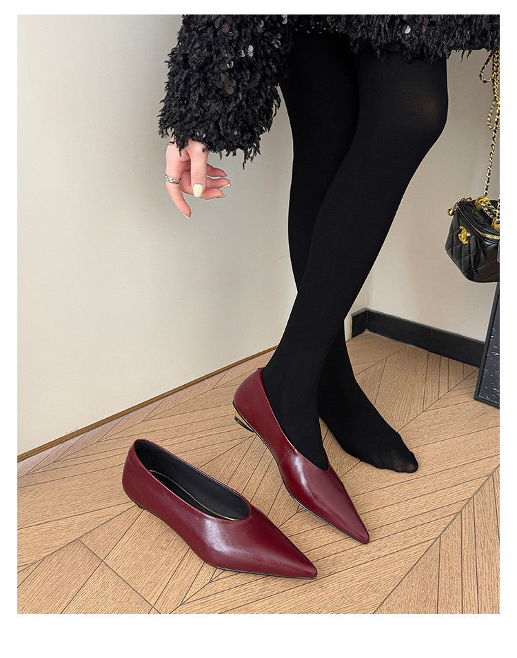 Karin Luna In Stock Spot Goods Classic three-color pointed toe metal heel shoes