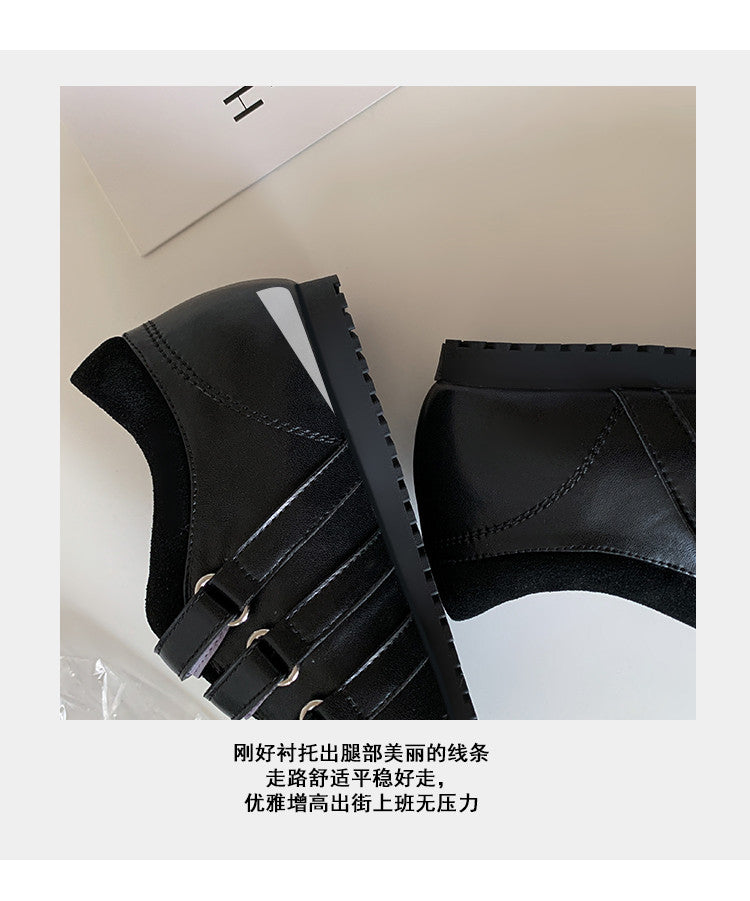 Karin Luna Casual Shoes Series~  In Stock In Stock Magic Tape Round Toe Internal Height Increase Single Strap Flats
