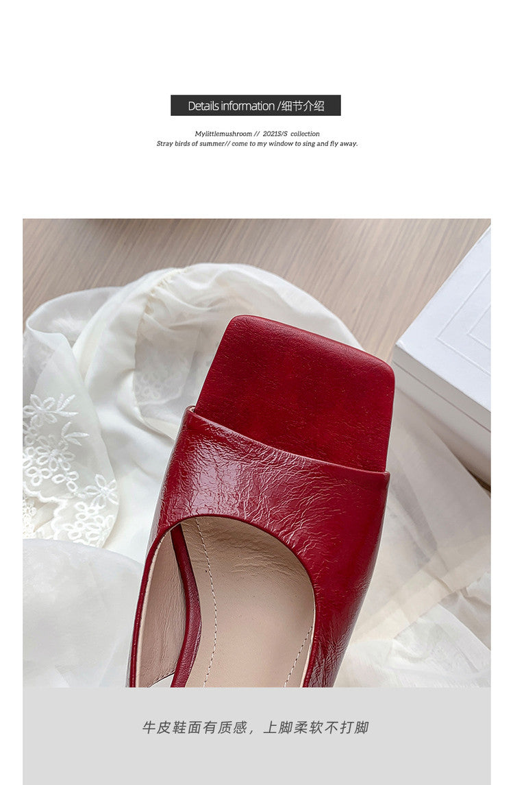 Karin Luna Classic Style Square Toe Open Toe French Retro Sandals