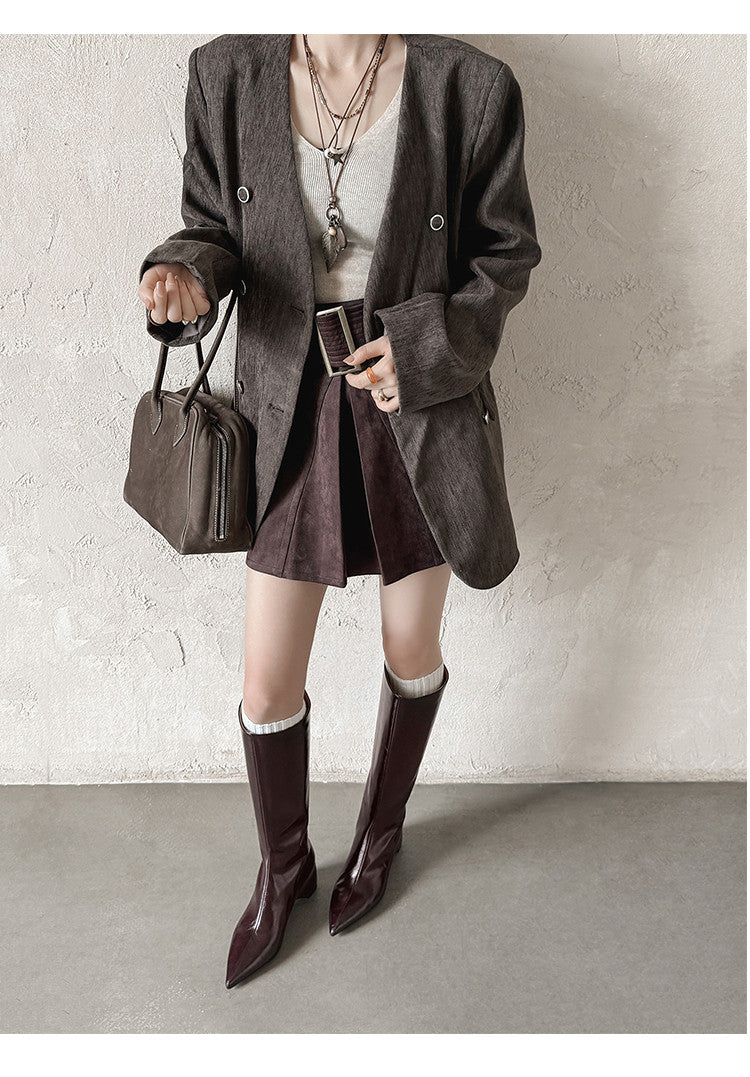 Karin Luna Elegant Style Pointed Toe Internal Height Increase Long Boots