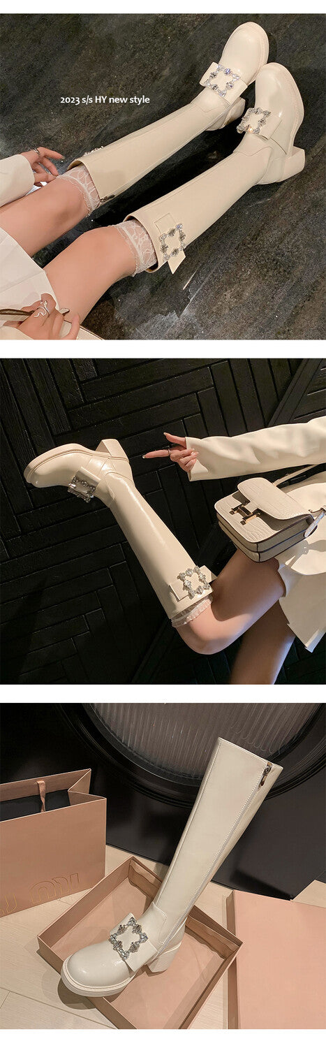 Karin Luna has prepared stock  Custom Large Square Buckle Bowknot Fastener Elegant Long Boots