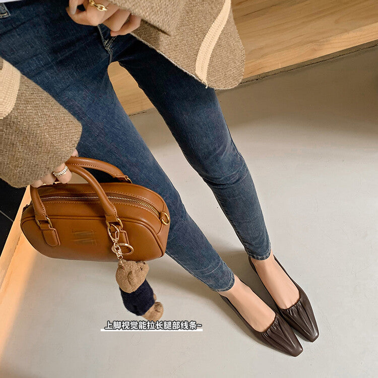 Karin Luna fell in love at first sight~ Spot Goods  Spot Goods Vintage Wrinkled Hollow Soft Sheepskin Elegant Versatile Single Shoes