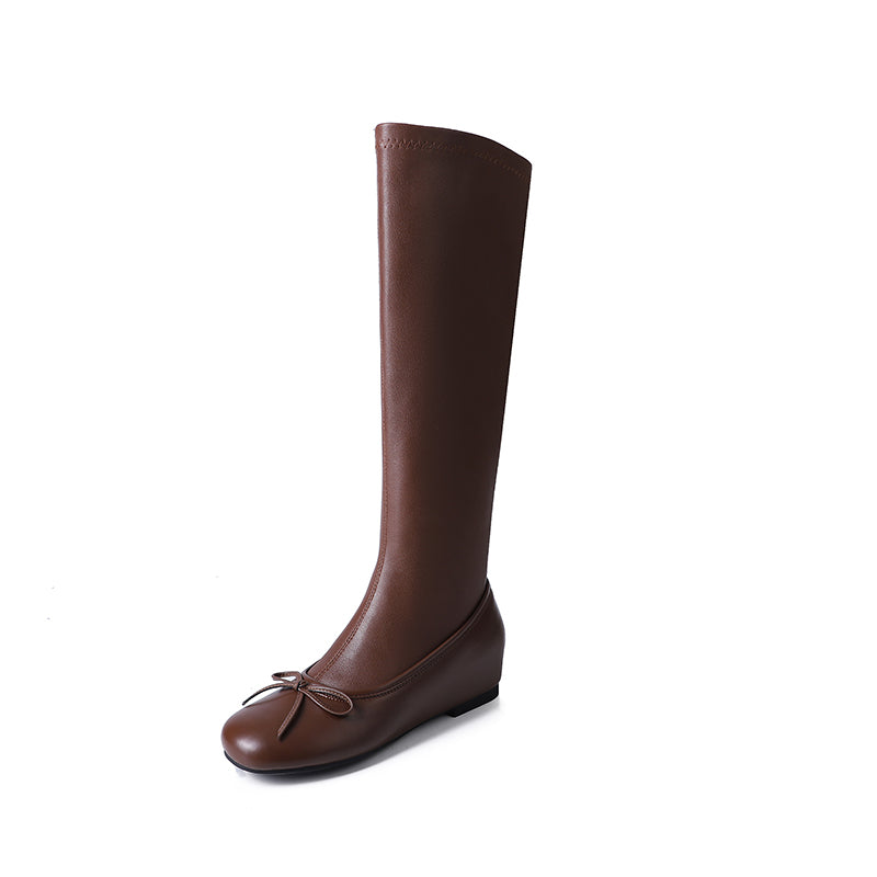 Karin Luna In Stock Spot Goods  Butterfly Knot Round Toe Hidden Heel Boots