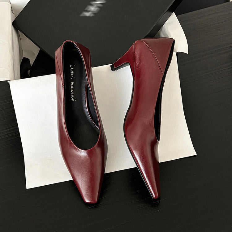 Karin Luna In Stock In Stock ~Basic Versatile French Style Small Square Toe Shallow Mouth Single Shoes