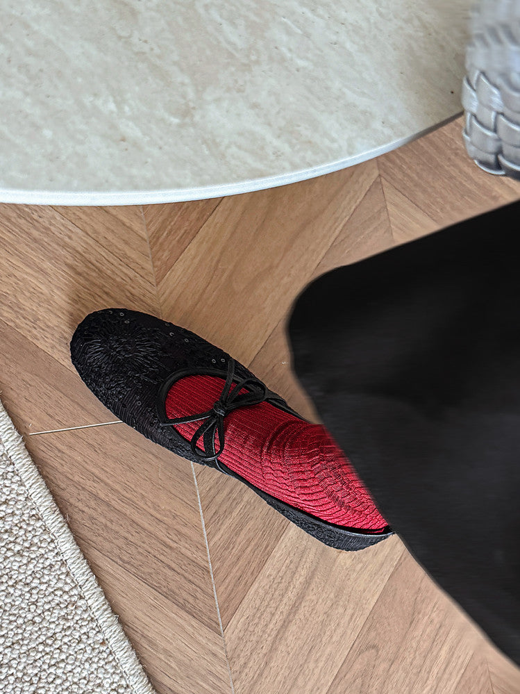 Karin Luna In Stock Spot Goods  Summer Breathable Retro Embroidered Bow Granny Shoes