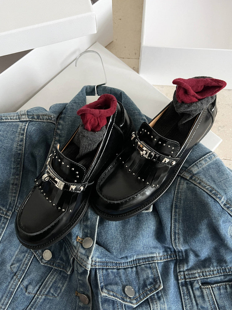 Karin Luna Casual Shoes Series~ Spot Goods Spot Goods Hot-selling Tassel Element Small Gold Buckle Single Shoes