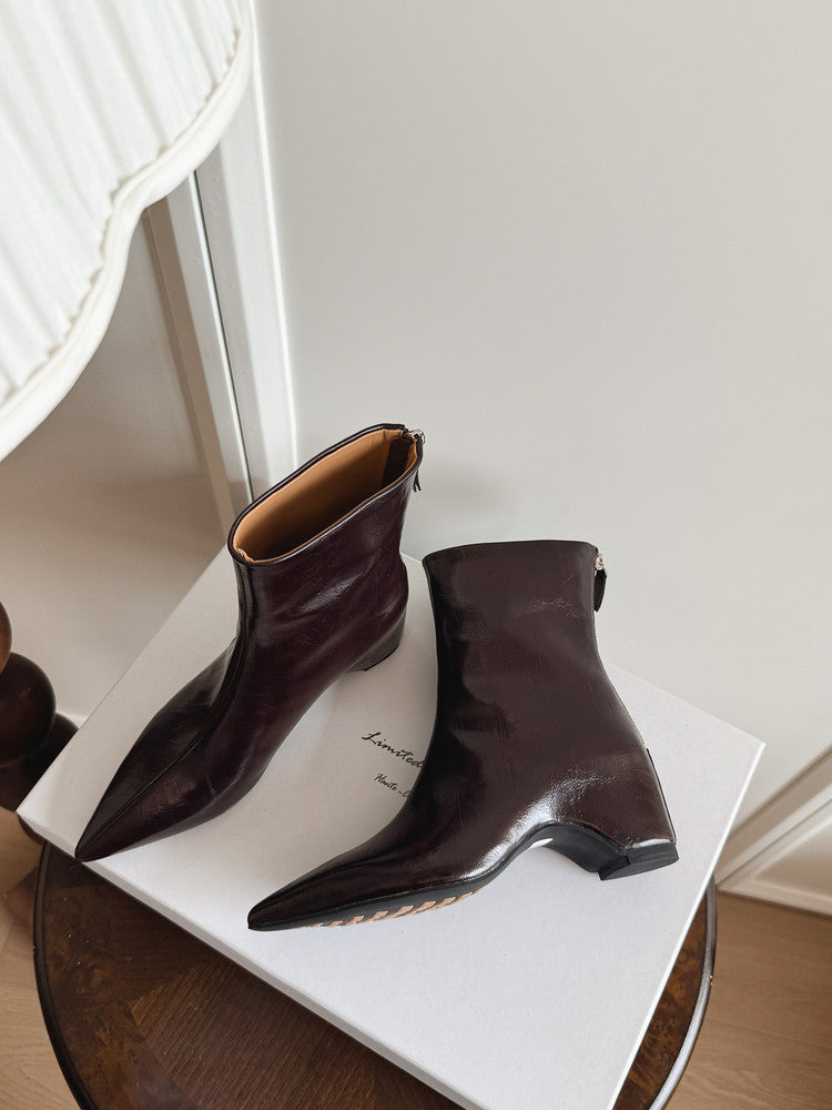 Karin Luna Versatile Elegant Style Pointed Toe Hidden Wedge Short Boots