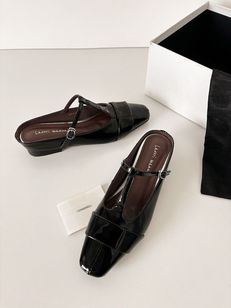 Karin Luna In Stock Spot Goods  t Square-Toed Full Leather Basic Slippers
