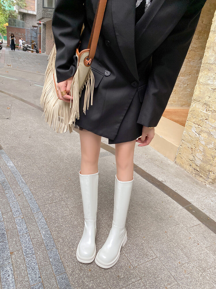 Karin Luna In Stock Spot Goods  Always in stock  Classic Basic Style Round Toe Thick Sole Knight Boots