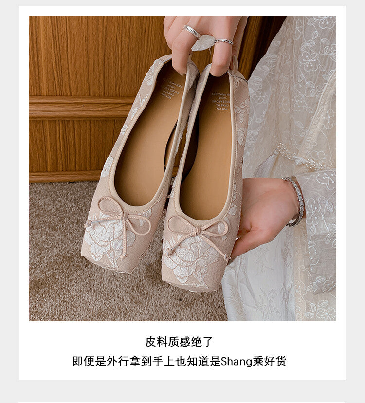 Karin Luna In Stock  In stock  Vintage Chinese Style Embroidered Rose~ Butterfly Knot Granny Shoes