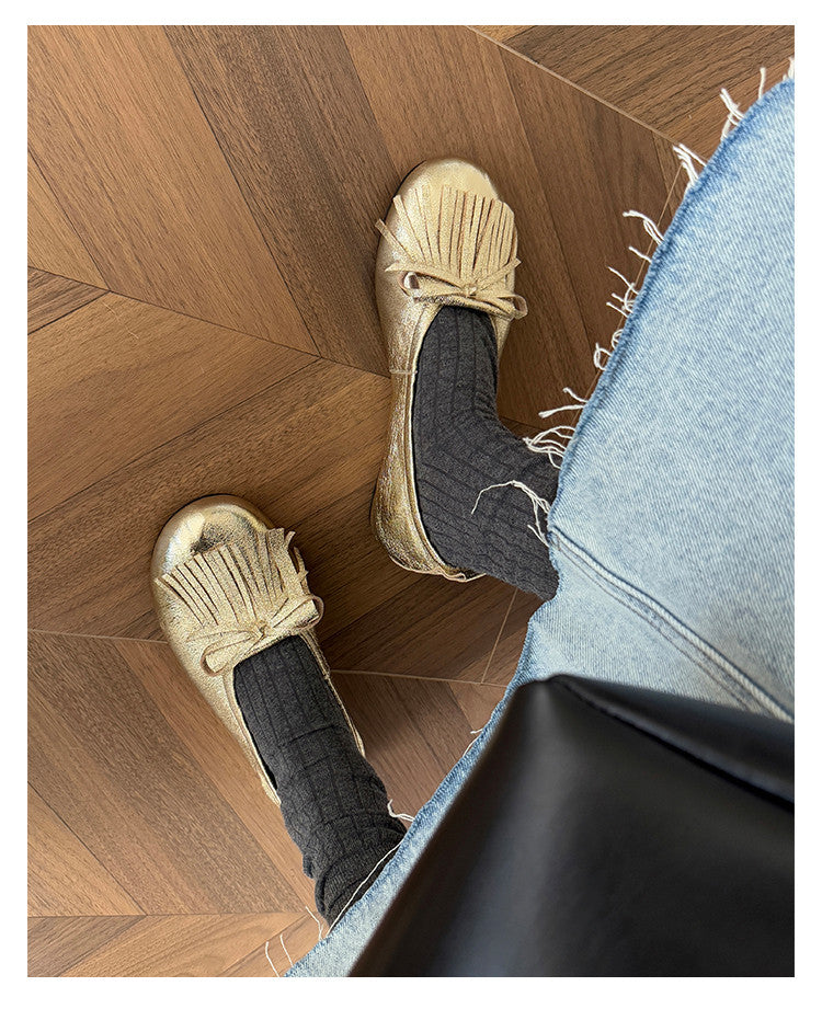 Karin Luna In Stock Spot Goods   Tassel Round Toe Hidden Wedge Mary Jane Shoes