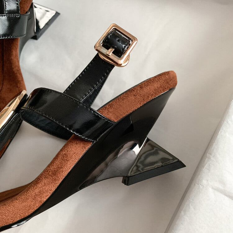 Karin Luna Hot-Selling Fasteners  Irregular Heel Open-Toe Sandals