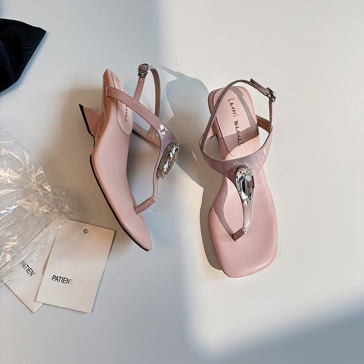 Karin Luna Bestseller Element Square Toe Irregular Heel Super Stable Toe Clip Sandals