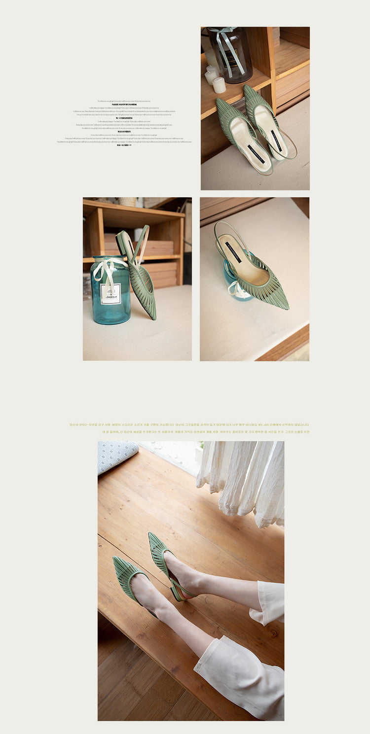 Karin Luna Bestseller Spot Goods French Retro Style Thin Strap Flat Heel Closed Toe Slippers