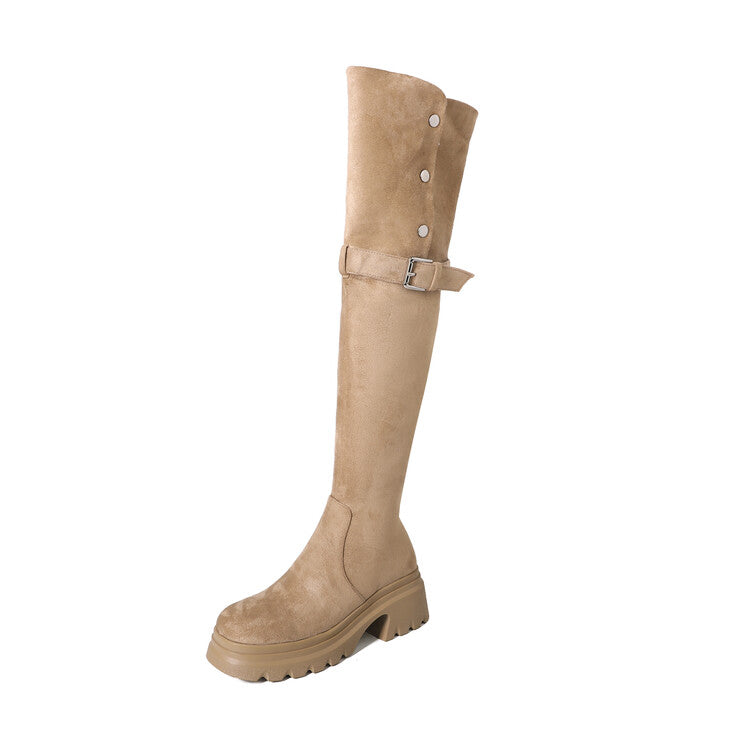 Karin Luna has prepared stock  Main Push Main Push  Hot-selling Large Sole Self-flowing Foldable Round Toe Over-the-Knee Boots