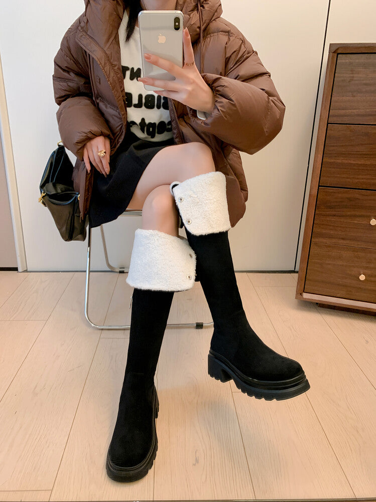 Karin Luna has prepared stock  Main Push Main Push  Hot-selling Large Sole Self-flowing Foldable Round Toe Over-the-Knee Boots