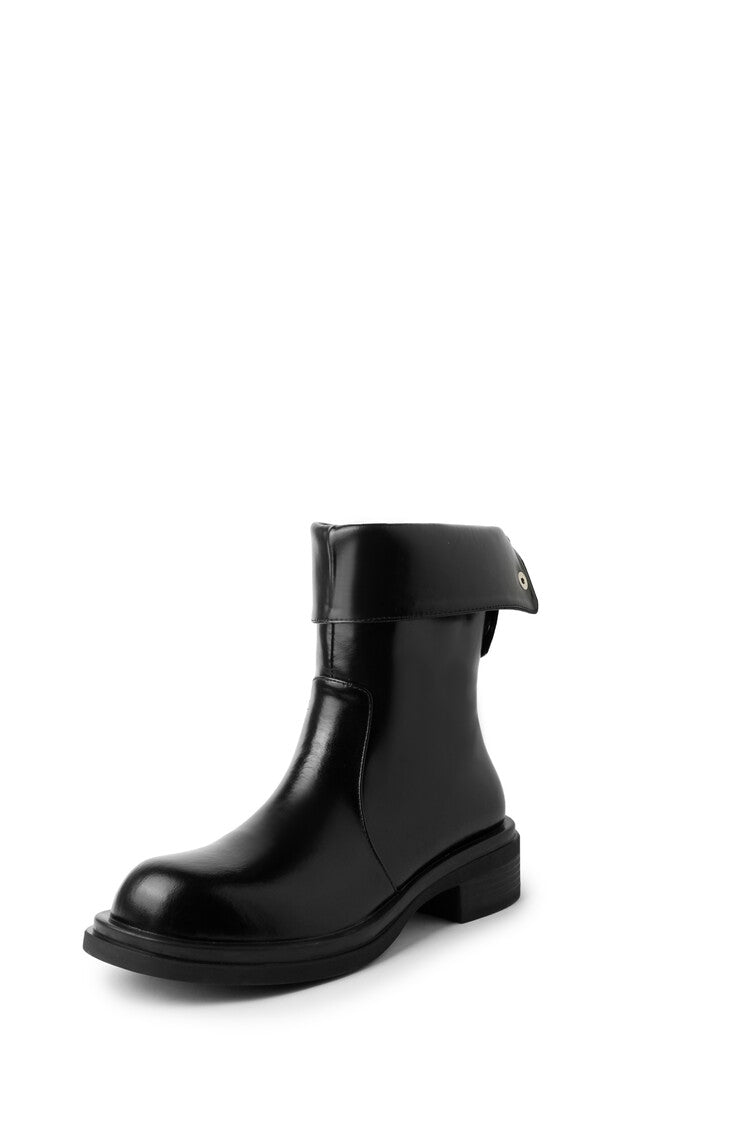 Karin Luna Classic Basic Style   Convertible Foldable Hidden Buckle Snow Fur Shoes Full cowhide Basic Flat Short Boots