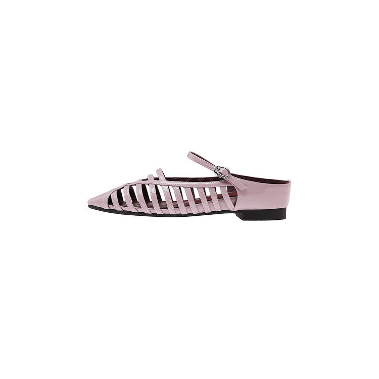 Karin Luna In Stock Spot Goods   French Retro Hollow Small Square Toe One-Strap Slippers