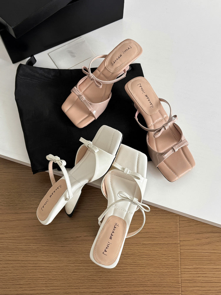 Karin Luna Hot Item Hot Item Self-Flow Square-Toe Irregular Heel Slippers
