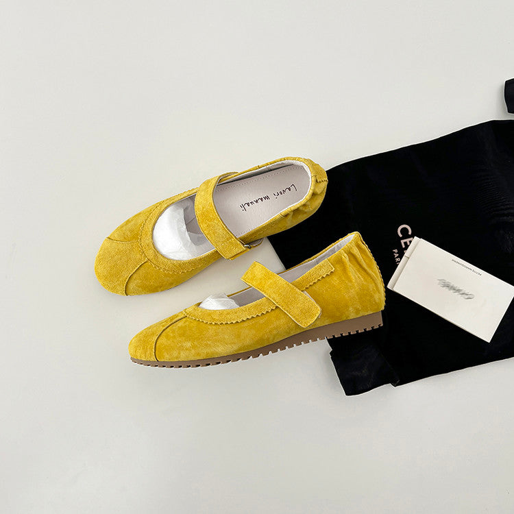 Karin Luna Casual Shoes Series~  In Stock In Stock Magic Tape Round Toe Internal Height Increase Single Strap Flats
