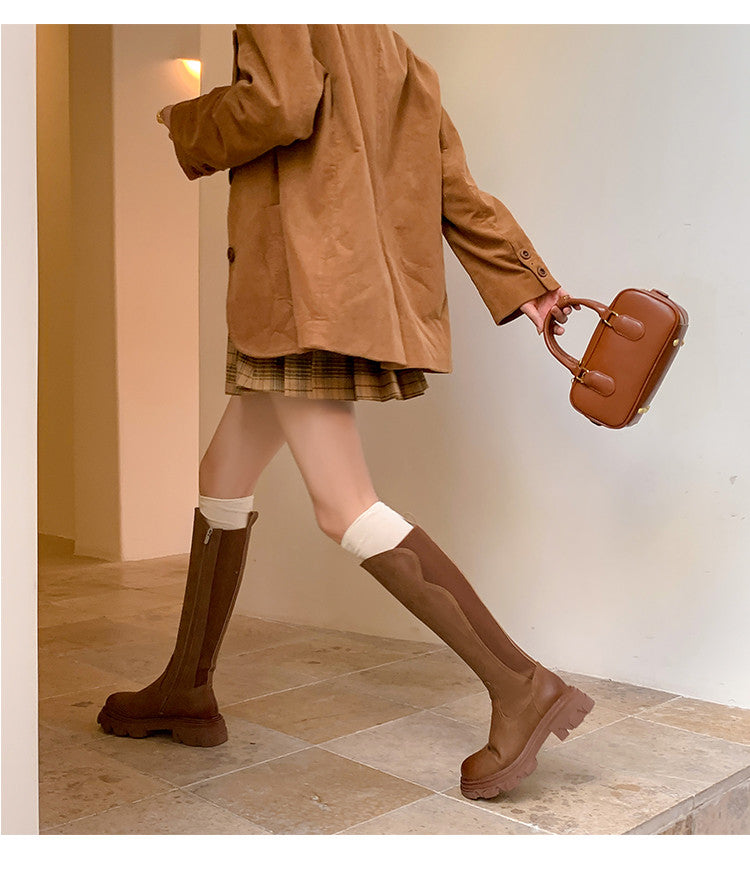 Karin Luna In Stock Versatile Irregular Stretch Fabric Long Boots