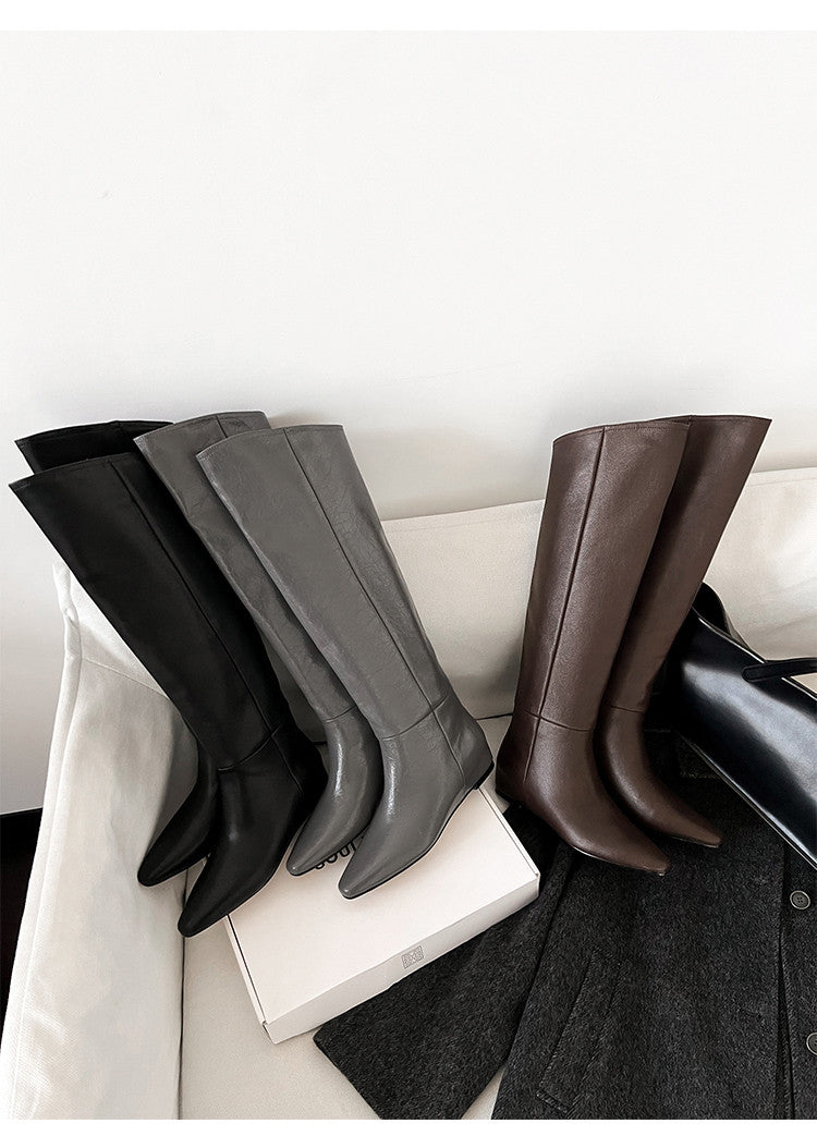 Karin Luna Elegant Style Slanted Inner Height-Increasing Long Boots