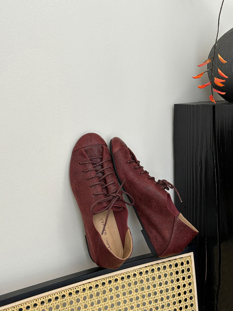 Karin Luna In Stock In Stock   Xiaohongshu Hot-Selling Lace-Up Round-Toe Deep Mouth Single Shoes