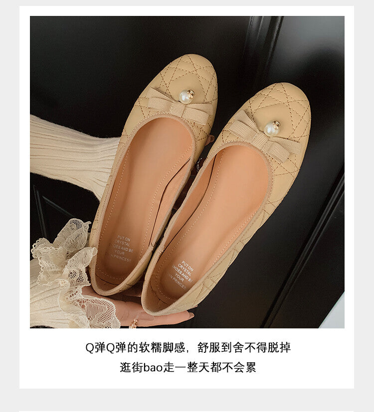 Karin Luna In Stock Spot Goods  Dior's popular retro flat rhombus-pattern granny shoes First Layer Sheepskin Full leather inside and out