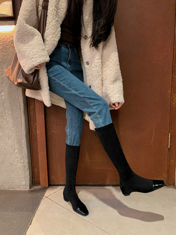Karin Luna In Stock In Stock Patchwork Long Boots Elegant Versatile