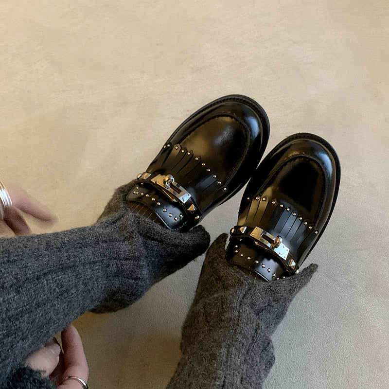 Karin Luna Casual Shoes Series~ Spot Goods Spot Goods Hot-selling Tassel Element Small Gold Buckle Single Shoes