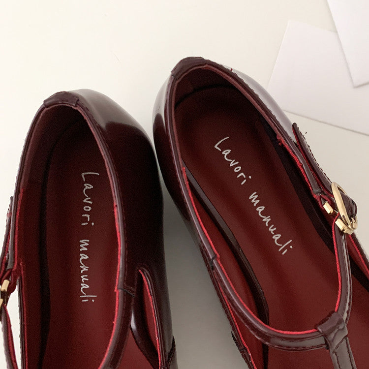 Karin Luna In Stock Spot Goods    Retro Classic Metal Camellia Irregular Heel Single Shoes