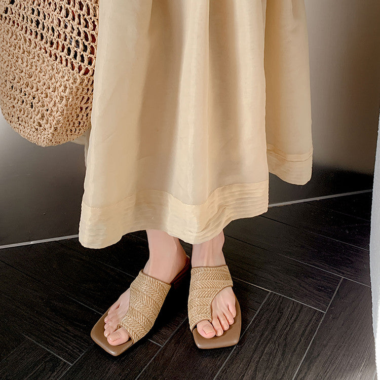 Karin Luna Bestseller  Popular  Data Hot-Selling Toe-Clip Straw Vacation Style Slippers