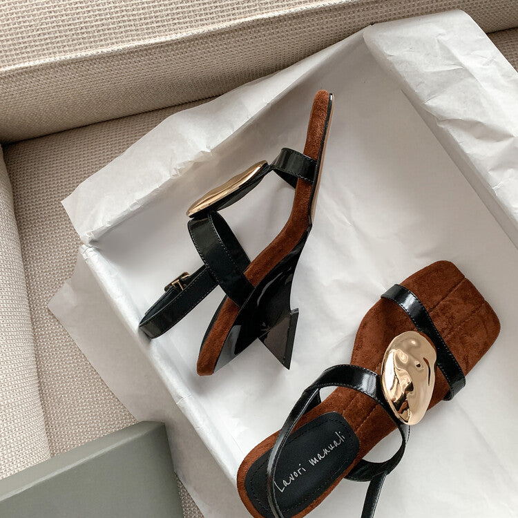 Karin Luna Hot-Selling Fasteners  Irregular Heel Open-Toe Sandals