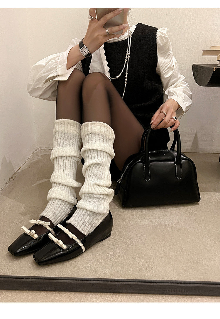 Karin Luna In Stock Spot Goods  Hot-Selling Element Bowknot Square-Toe Color-Block Height-Increasing Flats