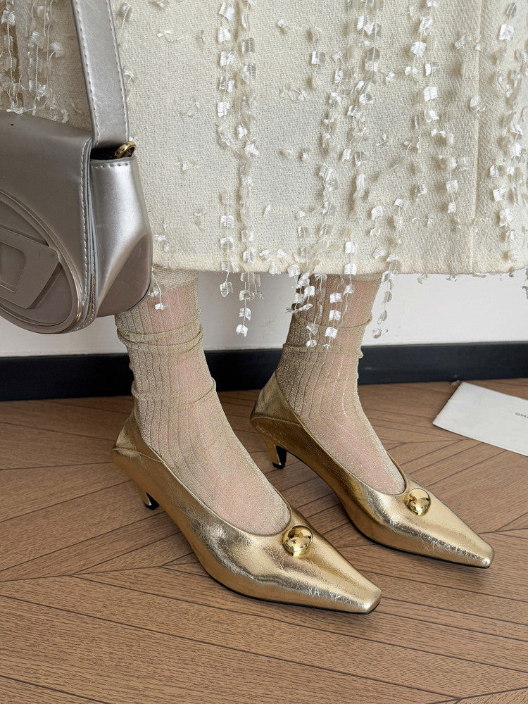 Karin Luna In Stock In Stock ~Basic Versatile French Style Small Square Toe Shallow Mouth Single Shoes