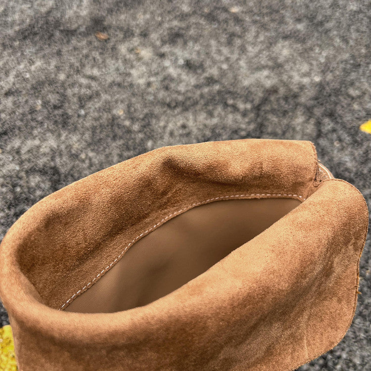 Karin Luna In Stock Spot Goods Vintage Cowhide Leather Two-Way Wear Pointed Toe Height-Increasing Long Boots