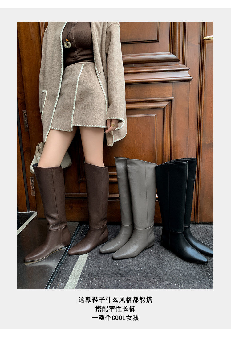 Karin Luna Elegant Style Slanted Inner Height-Increasing Long Boots