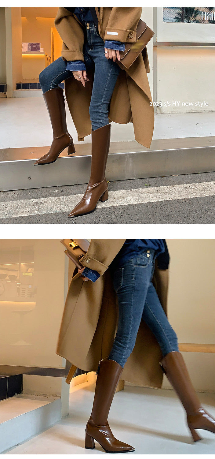 Karin Luna In Stock In-stock Pointed Toe Elegant High Heels v Slimming Effect Long Boots