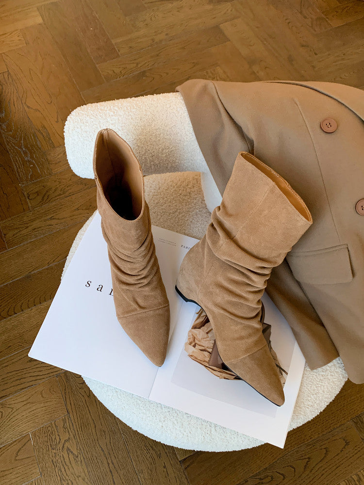 Karin Luna Data Hot Item Pointed Toe Slouchy Matte Western Ankle Boots