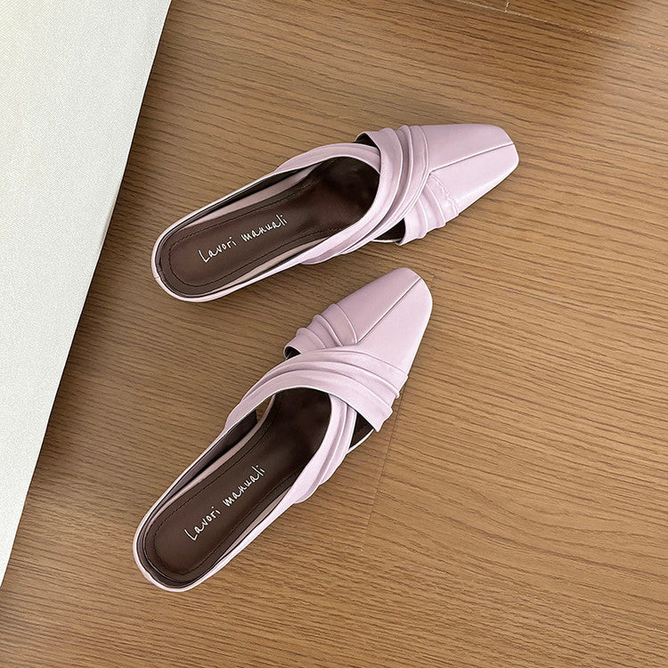 Karin Luna In Stock In Stock Basic Elegant Fairy Style Small Square Toe Sheepskin Slippers