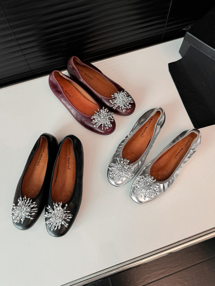 Karin Luna Full Leather Inside and Out~Gorgeous Fireworks Flat Granny Shoes