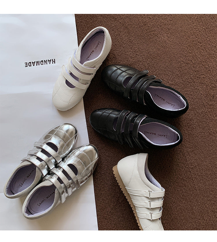 Karin Luna Casual Shoes Series~  In Stock In Stock Magic Tape Round Toe Internal Height Increase Single Strap Flats