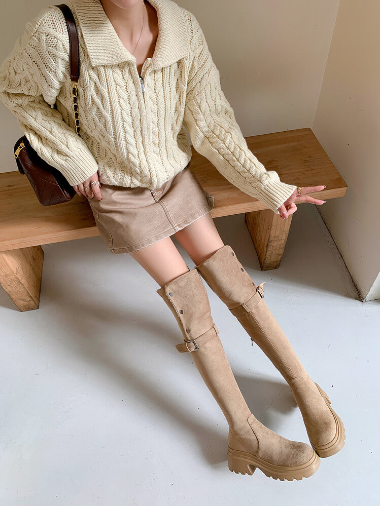 Karin Luna has prepared stock  Main Push Main Push  Hot-selling Large Sole Self-flowing Foldable Round Toe Over-the-Knee Boots