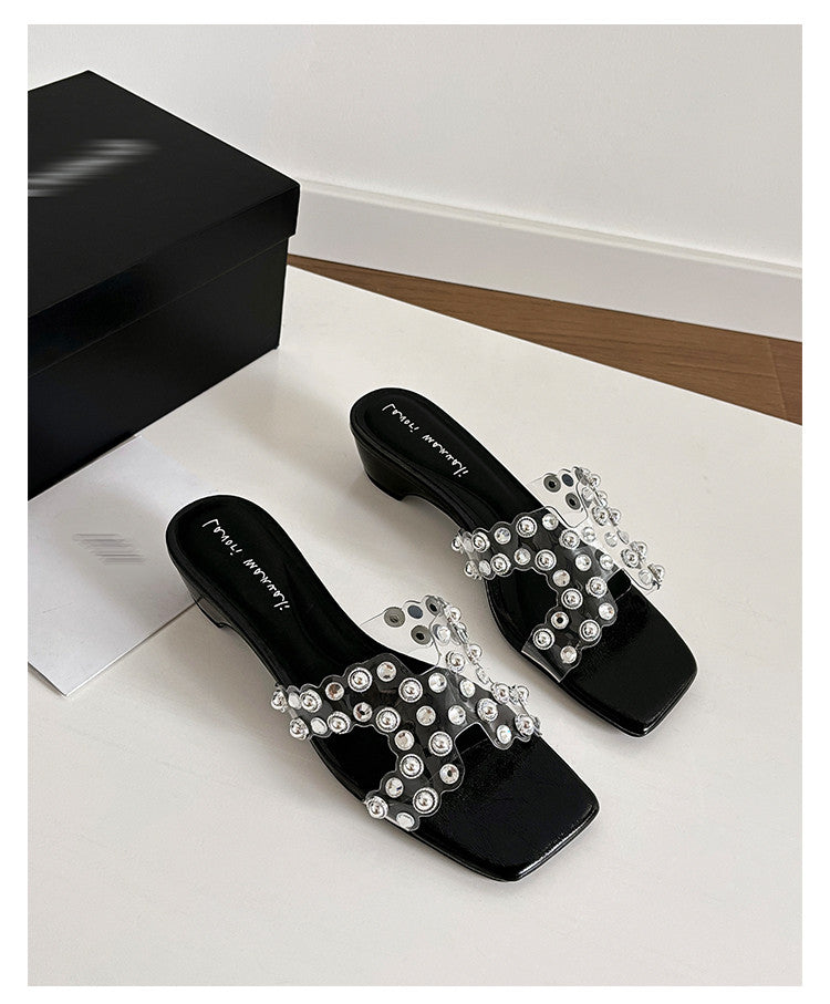 Karin Luna In Stock Spot Goods Classic versatile transparent sequin slippers