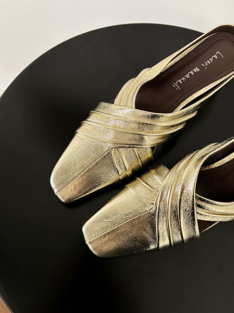 Karin Luna In Stock In Stock Basic Elegant Fairy Style Small Square Toe Sheepskin Slippers