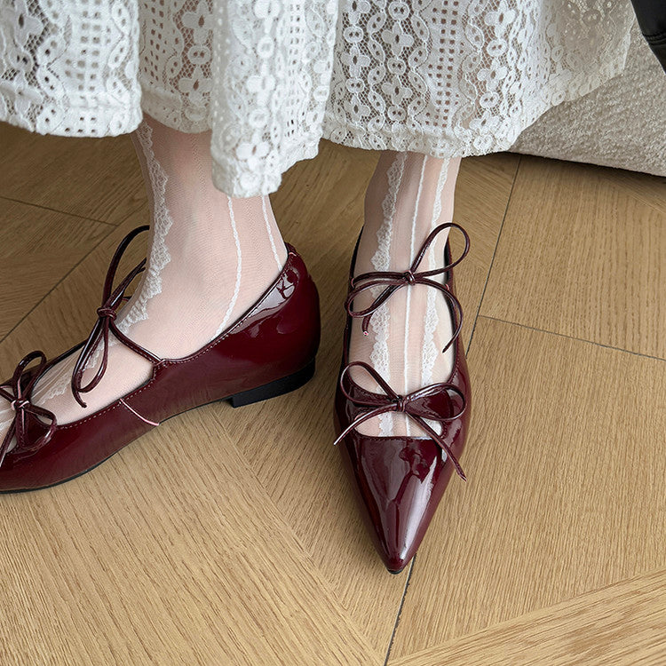 Karin Luna In Stock Spot Goods  Hot-selling Element Bowknot Square Toe Pointed Toe Single Shoes