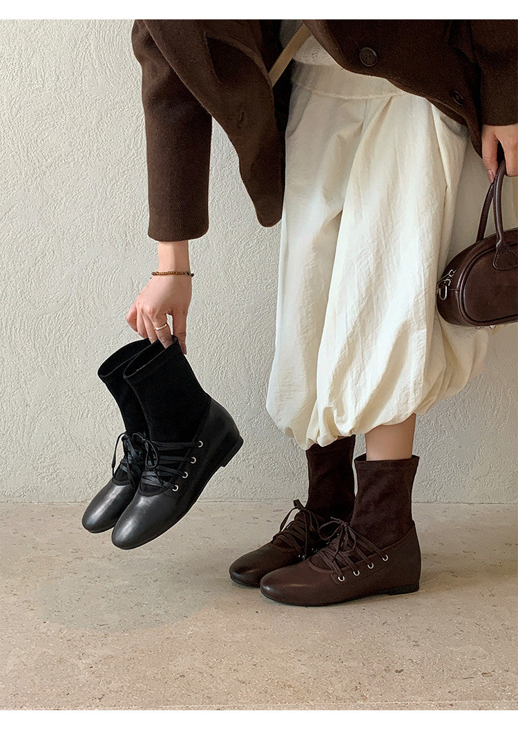 Karin Luna Round Toe Internal Height Increase Lace-up Ankle Boots