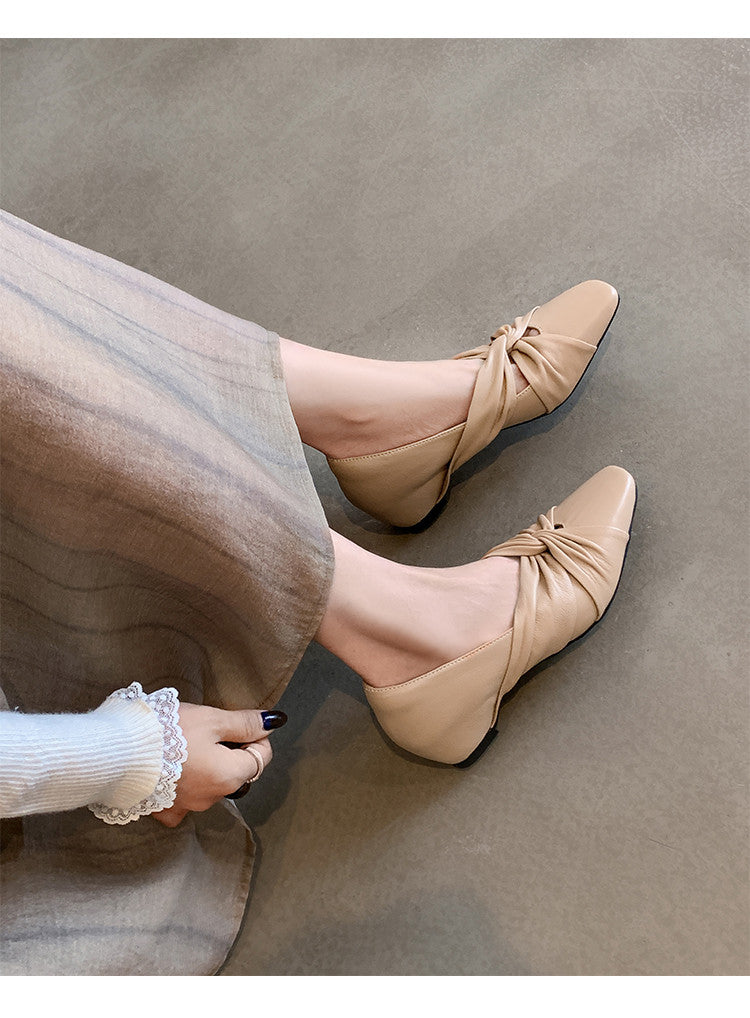 Karin Luna Cross Design Square Toe Hidden Wedge Shoes