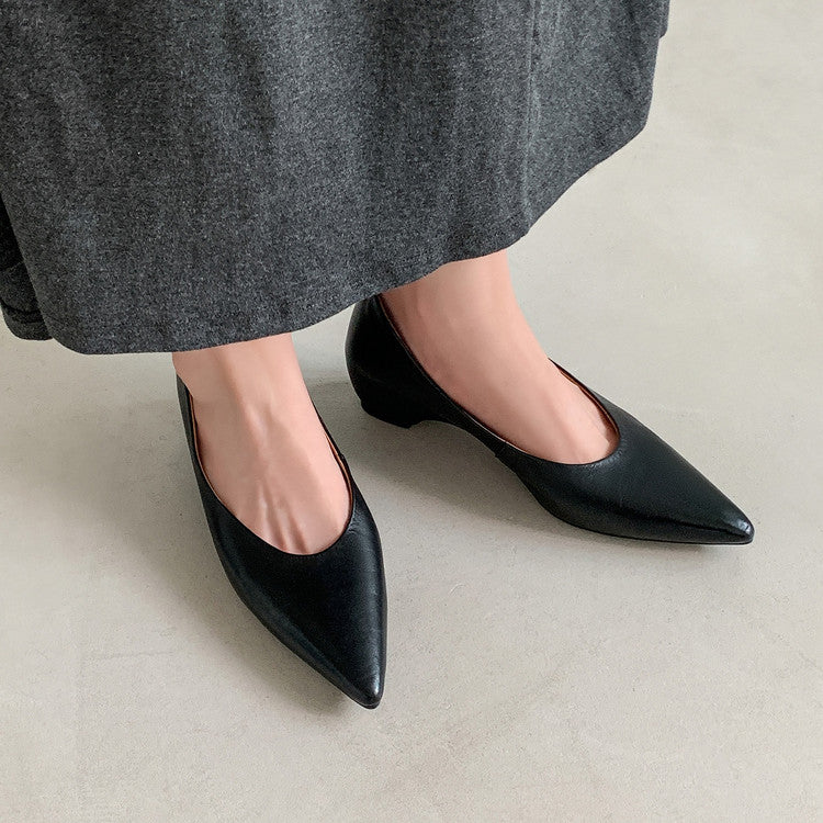 Karin Luna Full Layer Inside and Out~Basic Versatile Retro French Pointed Toe Irregular Heel Single Shoes